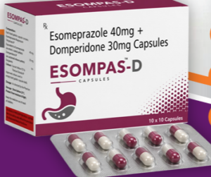 Esompas D 40 Capsule SR is a prescription medicine used to treat gastroesophageal reflux disease (acid reflux). It helps relieve symptoms such as heartburn, stomach pain, or irritation. It also neutralizes the acid in the stomach and promotes easy gas passage to reduce stomach discomfort.